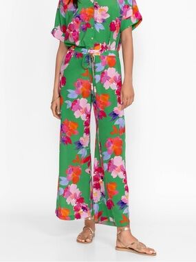 Johnny Was‎ Silk Nadine Pants Women's Small Floral Wide Leg